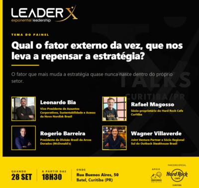 TALKS LeaderX, 28 de setembro de 2026, com Rafael Magosso e Rogerio Barreira, Hard Rock Cafe Curitiba, apoio Equosorriso